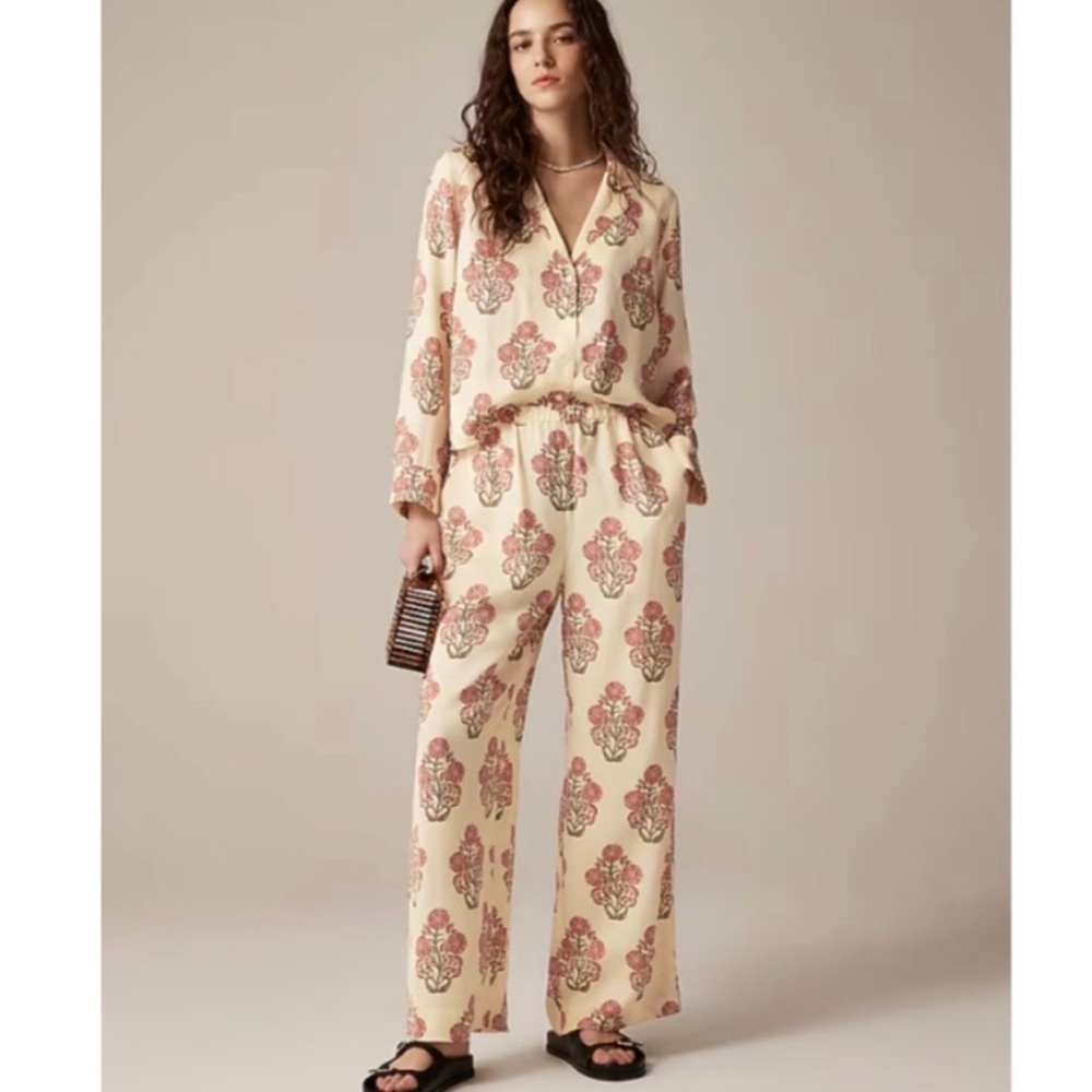 J Crew Cropped Stratus pant in block print, NWT SZ L